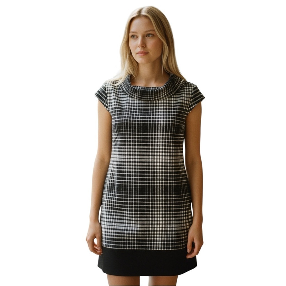 Express Monochrome Checkered Pocketed Thick Dress New! M